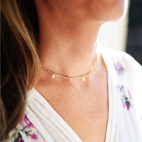 Erin Mcdermott Jewelry - Erin McDermott || Tiny Beaded Rectangle Necklace